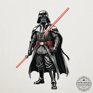 Japanese ukiyo-e style tattoo design of darth... - эскиз тату (№1753057680_0, 21.07.2025 00:28) — tattoo-photo.ru