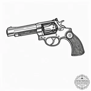 Revolver, tattoo drawing outline, on a clean... - эскиз тату (№1753058670_0, 21.07.2025 00:44) — tattoo-photo.ru