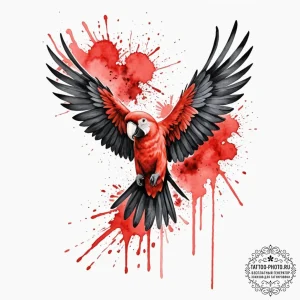 Parrot, artistic tattoo sketch, watercolor ta... - эскиз тату (№1753059492_0, 21.07.2025 00:58) — tattoo-photo.ru