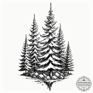 Fir trees, tattoo sketch design, on a clean w... - эскиз тату (№1753061389_0, 21.07.2025 01:29) — tattoo-photo.ru