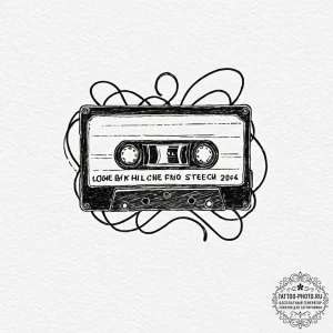 A neo-traditional tattoo of a cassette tape l... - эскиз тату (№1753061637_0, 21.07.2025 01:33) — tattoo-photo.ru