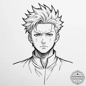 A graphic novel portrait of gojo satoru from... - эскиз тату (№1753062048_0, 21.07.2025 01:40) — tattoo-photo.ru