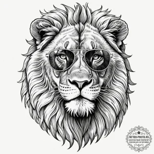 Tattoo sketch a leo lion wearing sunglasses,... - эскиз тату (№1753062131_0, 21.07.2025 01:42) — tattoo-photo.ru