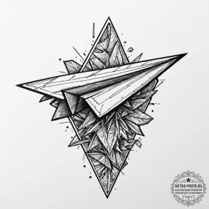 Tattoo design a classic paper airplane., tatt... - эскиз тату (№1753062213_0, 21.07.2025 01:43) — tattoo-photo.ru