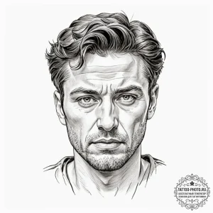 Tattoo sketch a strong, stoic profile of a ma... - эскиз тату (№1753062296_0, 21.07.2025 01:44) — tattoo-photo.ru