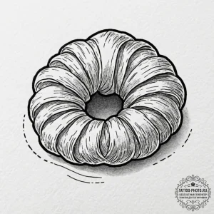 A close-up of a freshly baked croissant, show... - эскиз тату (№1753062379_0, 21.07.2025 01:46) — tattoo-photo.ru