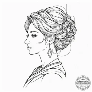 Tattoo design a virgo maiden's profile, outli... - эскиз тату (№1753062957_0, 21.07.2025 01:55) — tattoo-photo.ru
