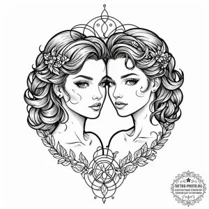 Tattoo sketch gemini twins, one made of light... - эскиз тату (№1753063122_0, 21.07.2025 01:58) — tattoo-photo.ru