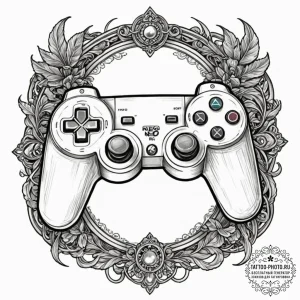 Tattoo design a 'game controller' on one, a '... - эскиз тату (№1753064768_0, 21.07.2025 02:26) — tattoo-photo.ru