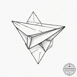 A minimalist tattoo of the paper airplane fro... - эскиз тату (№1753065672_0, 21.07.2025 02:41) — tattoo-photo.ru