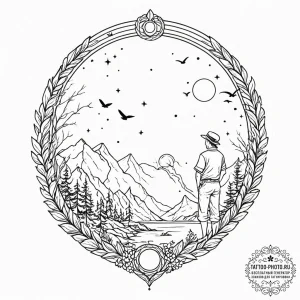 A linework tattoo of the whisper scene at the... - эскиз тату (№1753065753_0, 21.07.2025 02:42) — tattoo-photo.ru