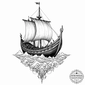 Tattoo sketch a stylized 'viking longship' fo... - эскиз тату (№1753065835_0, 21.07.2025 02:43) — tattoo-photo.ru