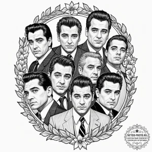 A chicano style tattoo of the main characters... - эскиз тату (№1753066663_0, 21.07.2025 02:57) — tattoo-photo.ru