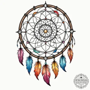 Tattoo sketch a dreamcatcher with a zodiac gl... - эскиз тату (№1753067075_0, 21.07.2025 03:04) — tattoo-photo.ru