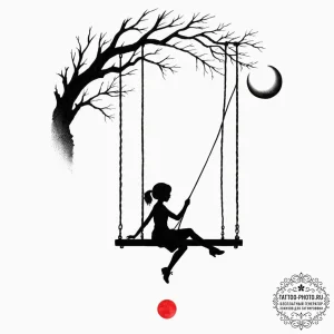 Tattoo design a silhouette of a girl on a swi... - эскиз тату (№1753067750_0, 21.07.2025 03:15) — tattoo-photo.ru