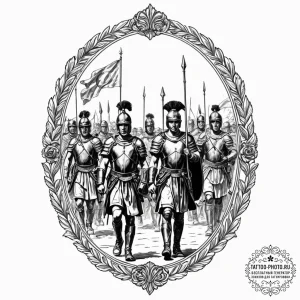 Tattoo sketch a silhouette of a roman legion... - эскиз тату (№1753067914_0, 21.07.2025 03:18) — tattoo-photo.ru