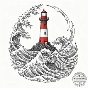 Tattoo sketch a lighthouse beam cutting throu... - эскиз тату (№1753068906_0, 21.07.2025 03:35) — tattoo-photo.ru