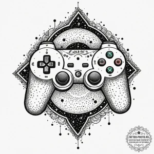 Tattoo design a game controller with a subtle... - эскиз тату (№1753069564_0, 21.07.2025 03:46) — tattoo-photo.ru