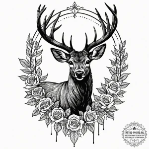 Tattoo sketch a subtle deer silhouette, elega... - эскиз тату (№1753074764_0, 21.07.2025 05:12) — tattoo-photo.ru