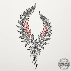 Tattoo design a single fern leaf, symbolizing... - эскиз тату (№1753076589_0, 21.07.2025 05:43) — tattoo-photo.ru