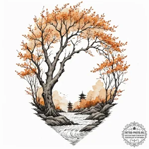 A watercolor tattoo of a birch grove in autum... - эскиз тату (№1753076999_0, 21.07.2025 05:49) — tattoo-photo.ru