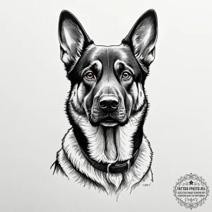 Tattoo design a loyal dog (e.g., a german she... - эскиз тату (№1753077248_0, 21.07.2025 05:54) — tattoo-photo.ru