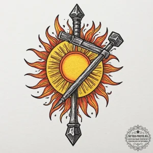 Tattoo design: a blacksmith's hammer and tong... - эскиз тату (№1753078155_0, 21.07.2025 06:09) — tattoo-photo.ru
