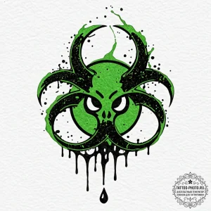 Tattoo sketch a stylized biohazard symbol dri... - эскиз тату (№1753079306_0, 21.07.2025 06:28) — tattoo-photo.ru