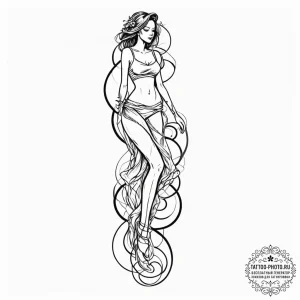 Tattoo design a subtle line following the cur... - эскиз тату (№1753079389_0, 21.07.2025 06:29) — tattoo-photo.ru