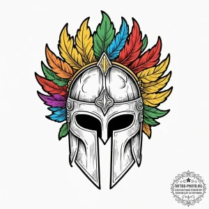Tattoo design a spartan helmet with a laurel... - эскиз тату (№1753080127_0, 21.07.2025 06:42) — tattoo-photo.ru