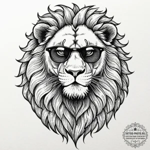 Tattoo sketch a leo lion wearing sunglasses,... - эскиз тату (№1753080293_0, 21.07.2025 06:44) — tattoo-photo.ru