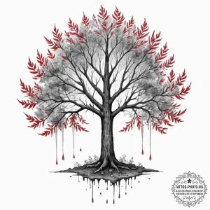 A watercolor sketch of the weirwood tree with... - эскиз тату (№1753082024_0, 21.07.2025 07:13) — tattoo-photo.ru