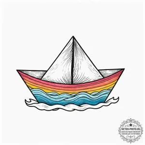 Tattoo sketch a tiny paper boat sailing on a... - эскиз тату (№1753082517_0, 21.07.2025 07:21) — tattoo-photo.ru