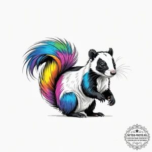 Skunk, tattoo sketch design, minimalist tatto... - эскиз тату (№1753085232_0, 21.07.2025 08:07) — tattoo-photo.ru