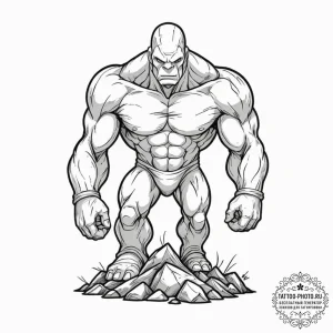 A sketch of a powerful golem made of stone an... - эскиз тату (№1753085398_0, 21.07.2025 08:09) — tattoo-photo.ru