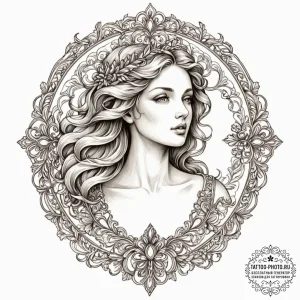 Aphrodite, artistic tattoo sketch, on a clean... - эскиз тату (№1753085565_0, 21.07.2025 08:12) — tattoo-photo.ru