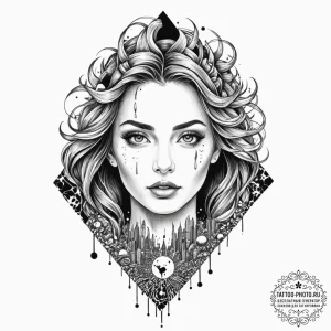 Tattoo sketch an abstract 'aura' of resilienc... - эскиз тату (№1753085731_0, 21.07.2025 08:15) — tattoo-photo.ru