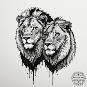 Tattoo sketch a powerful image of a lion and... - эскиз тату (№1753086643_0, 21.07.2025 08:30) — tattoo-photo.ru
