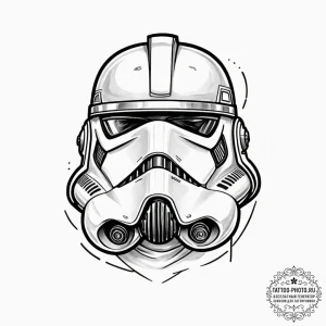 Neo-traditional portrait of a clone trooper,... - эскиз тату (№1753087305_0, 21.07.2025 08:41) — tattoo-photo.ru