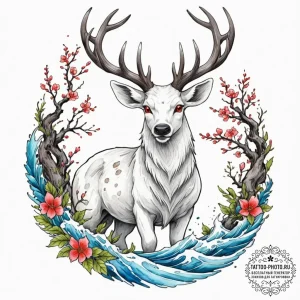 A watercolor tattoo of the forest spirit's de... - эскиз тату (№1753087554_0, 21.07.2025 08:45) — tattoo-photo.ru
