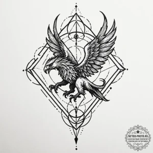 Linework tattoo of the harkonnen griffin symb... - эскиз тату (№1753090372_0, 21.07.2025 09:32) — tattoo-photo.ru