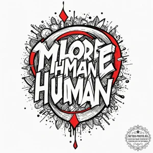 A linework tattoo of the phrase "more human t... - эскиз тату (№1753090870_0, 21.07.2025 09:41) — tattoo-photo.ru
