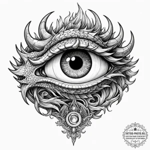 Tattoo design a dragon's eye, intense and anc... - эскиз тату (№1753091202_0, 21.07.2025 09:46) — tattoo-photo.ru