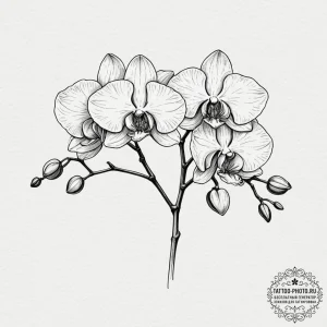 Tattoo design a single, elegant orchid, with... - эскиз тату (№1753093442_0, 21.07.2025 10:24) — tattoo-photo.ru