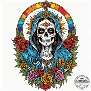 Santa muerte, concept art for tattoo, on a cl... - эскиз тату (№1753093941_0, 21.07.2025 10:32) — tattoo-photo.ru