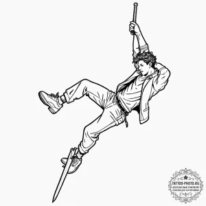 A linework tattoo of mugen's chaotic, break-d... - эскиз тату (№1753094519_0, 21.07.2025 10:41) — tattoo-photo.ru