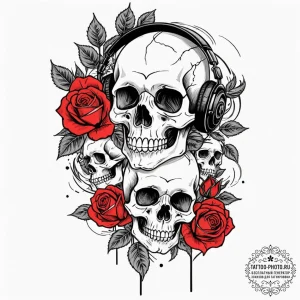 Music player, artistic tattoo sketch, on a cl... - эскиз тату (№1753096260_0, 21.07.2025 11:11) — tattoo-photo.ru