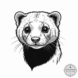 Ferret, tattoo drawing outline, black and gre... - эскиз тату (№1753096425_0, 21.07.2025 11:13) — tattoo-photo.ru