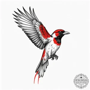 Bird, ink illustration for tattoo, on a clean... - эскиз тату (№1753097089_0, 21.07.2025 11:24) — tattoo-photo.ru