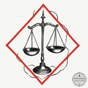 Tattoo sketch libra's scales, one pan realist... - эскиз тату (№1753097255_0, 21.07.2025 11:27) — tattoo-photo.ru